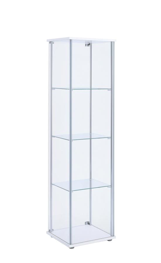 Bellatrix Rectangular 4-shelf Curio Cabinet White and Clear