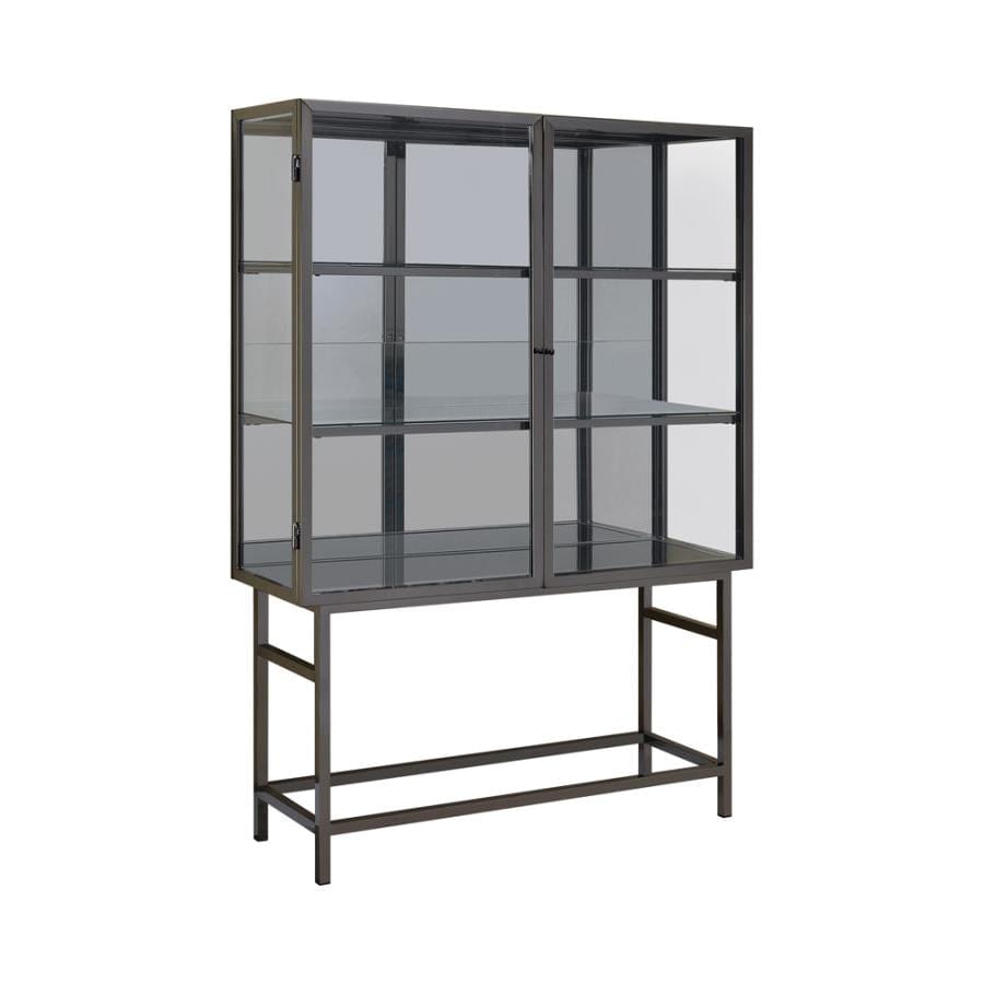 Sloan 2-door Curio Cabinet Brushed Black Nickel