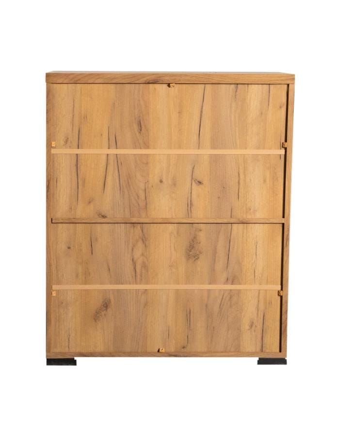 Bristol Metal Mesh Door Accent Cabinet Golden Oak