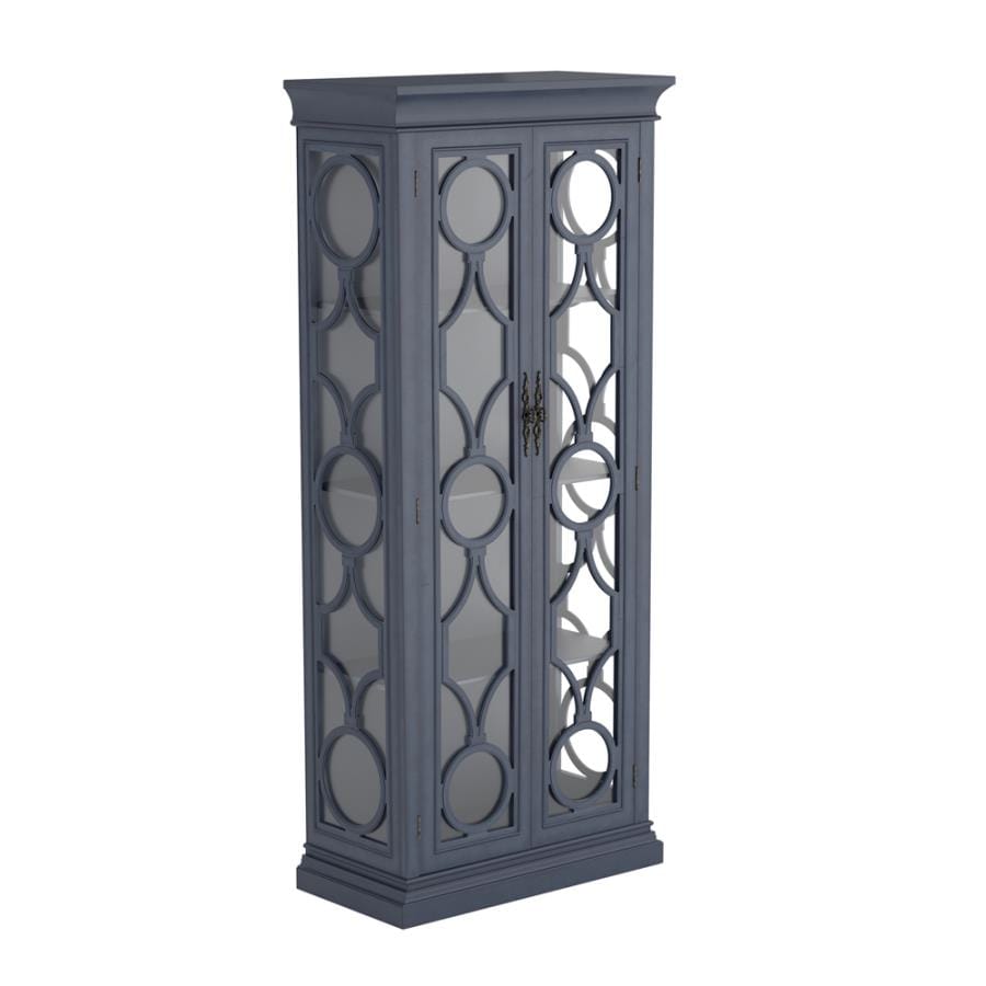 2-door Display Tall Cabinet Grey Blue