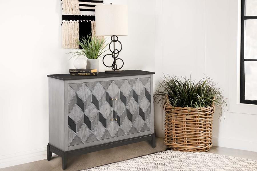 Gilles 2-Door Accent Cabinet Brushed Black and Grey