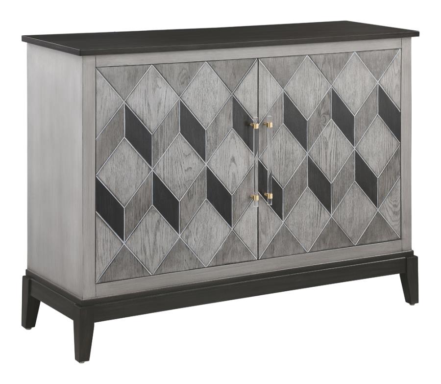 Gilles 2-Door Accent Cabinet Brushed Black and Grey