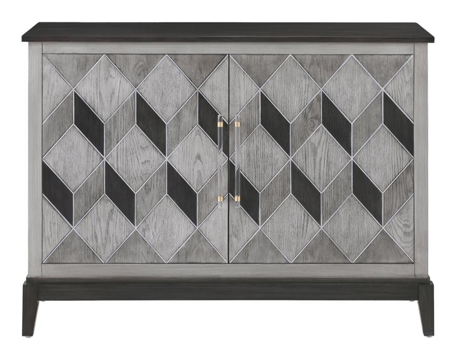 Gilles 2-Door Accent Cabinet Brushed Black and Grey