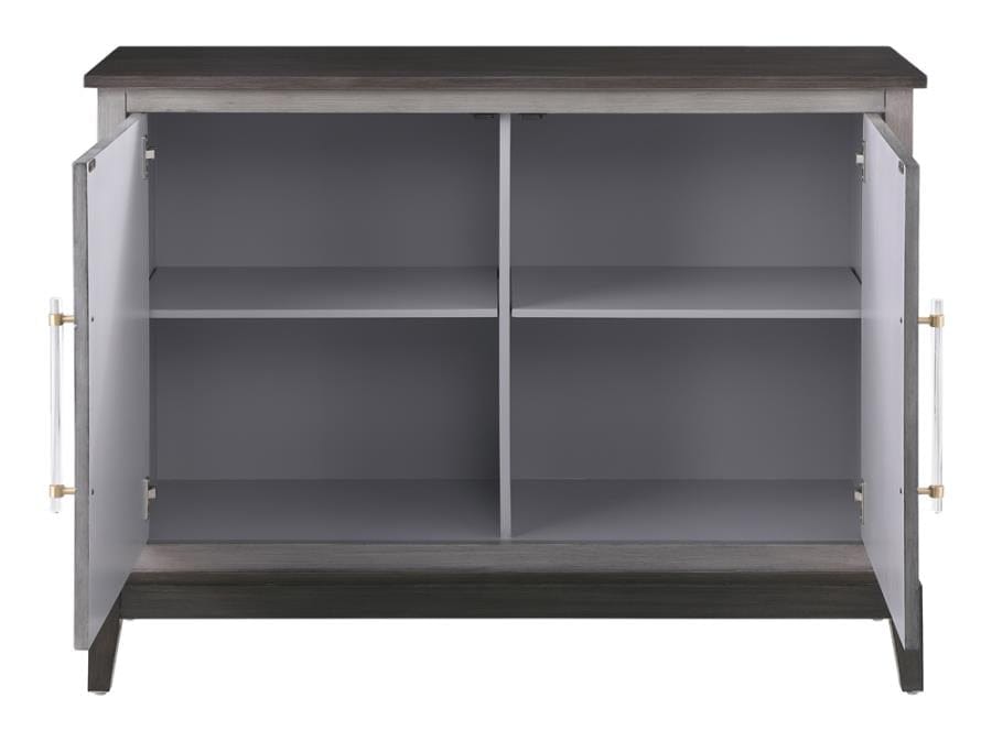 Gilles 2-Door Accent Cabinet Brushed Black and Grey