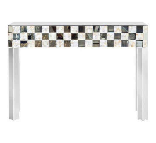 Checker Pattern Rectangular Console Table Silver