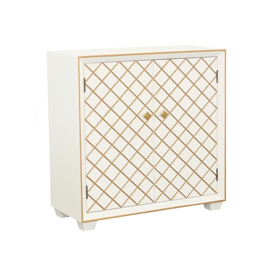 Belinda 2-door Accent Cabinet White and Gold