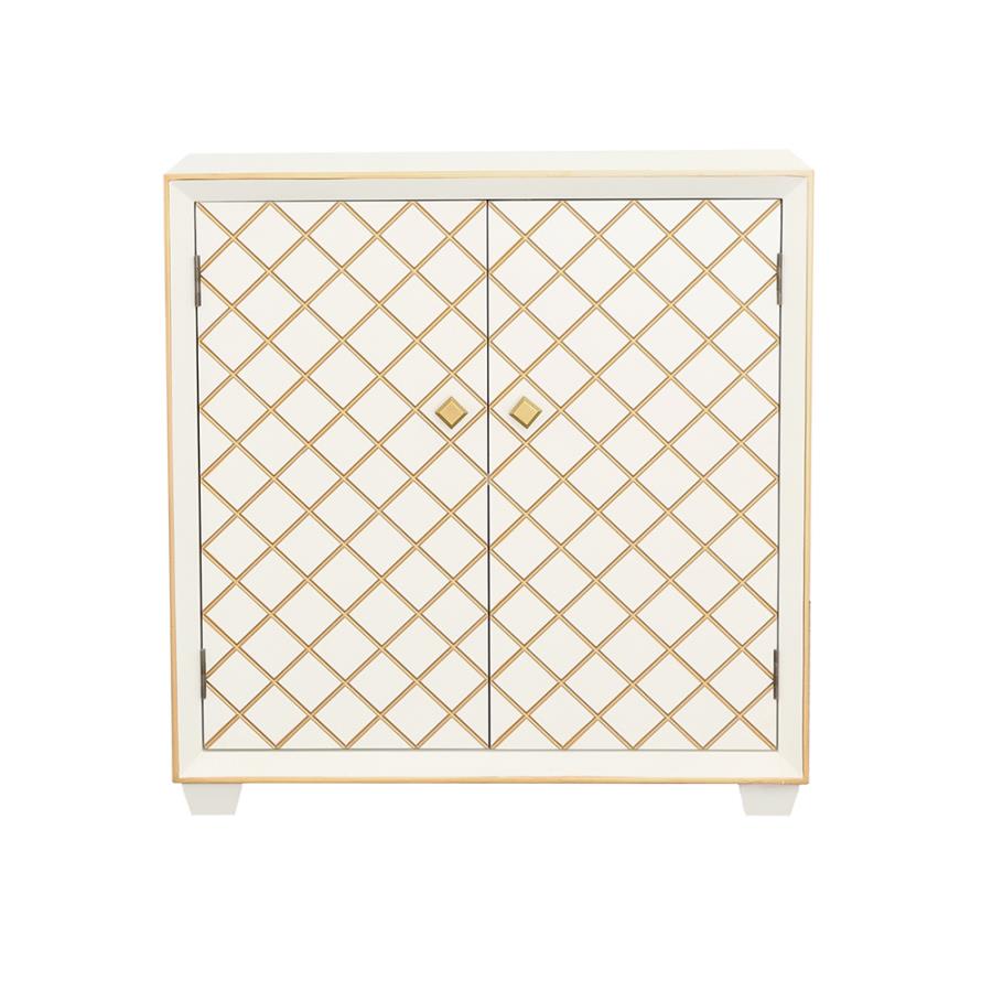 Belinda 2-door Accent Cabinet White and Gold