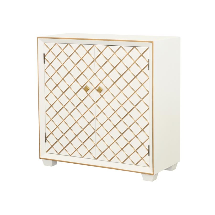 Belinda 2-door Accent Cabinet White and Gold