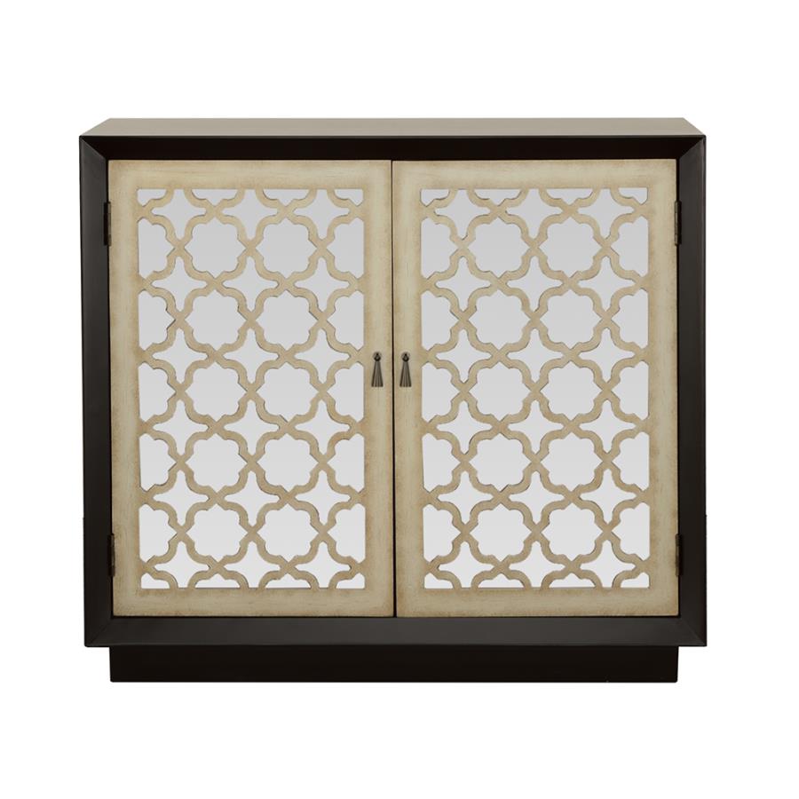 Cailean 2-door Accent Cabinet with Lattice Pattern Black