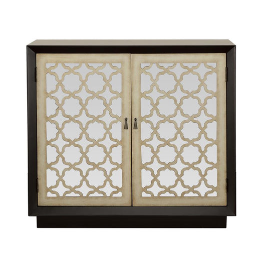 Cailean 2-door Accent Cabinet with Lattice Pattern Black