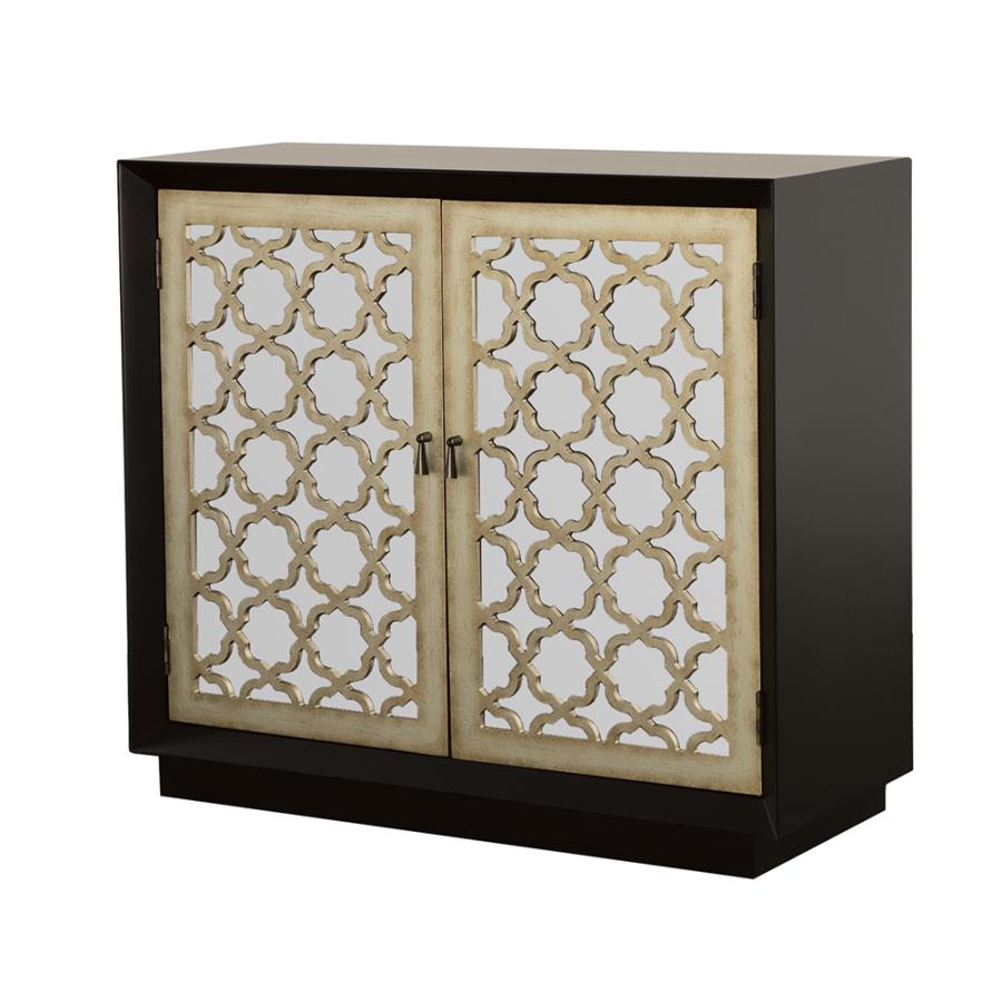 Cailean 2-door Accent Cabinet with Lattice Pattern Black