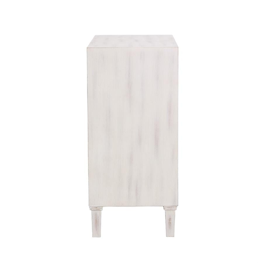 Clarkia Accent Cabinet with Floral Carved Door White