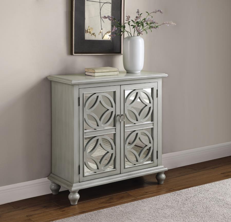 Rectangular Mirrored Door Accent Cabinet Antique White