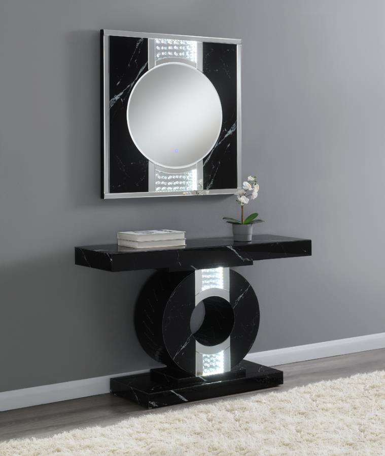 Geometric Console Table with LED Lighting Black