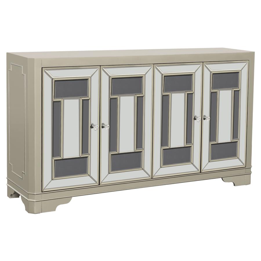 Toula 4-door Accent Cabinet Smoke and Champagne