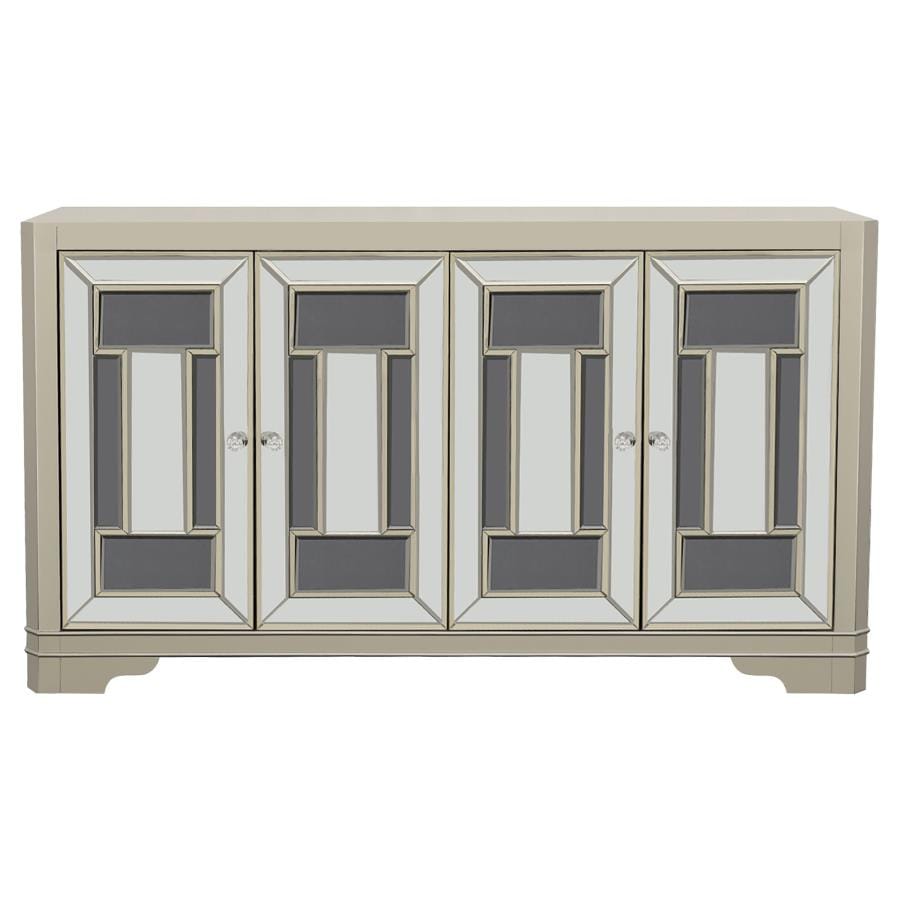 Toula 4-door Accent Cabinet Smoke and Champagne