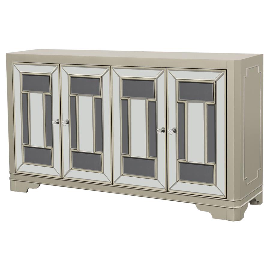 Toula 4-door Accent Cabinet Smoke and Champagne