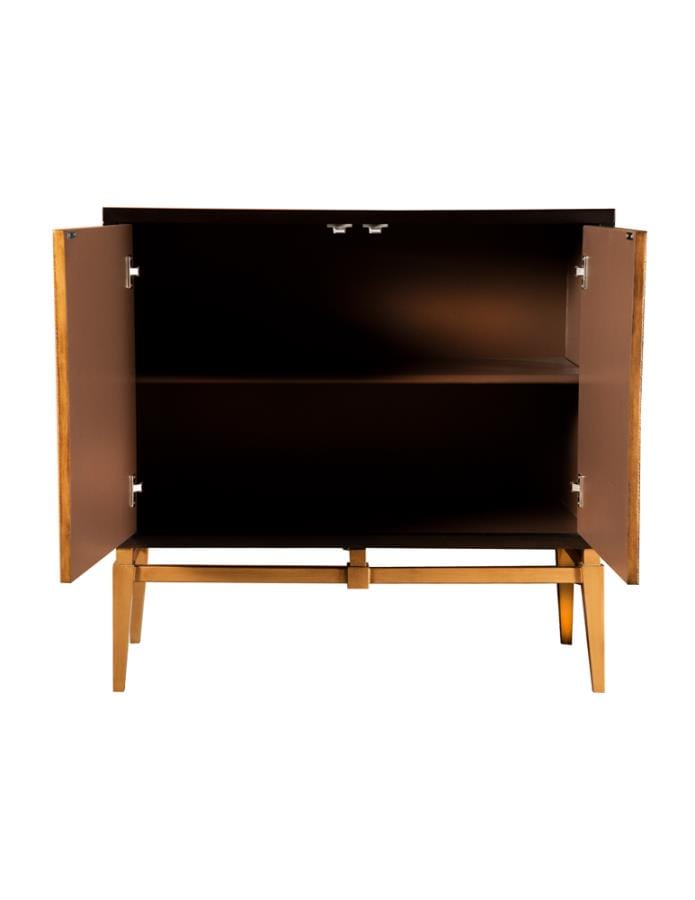 Zira Sunburst 2-door Accent Cabinet Brown and Antique Gold