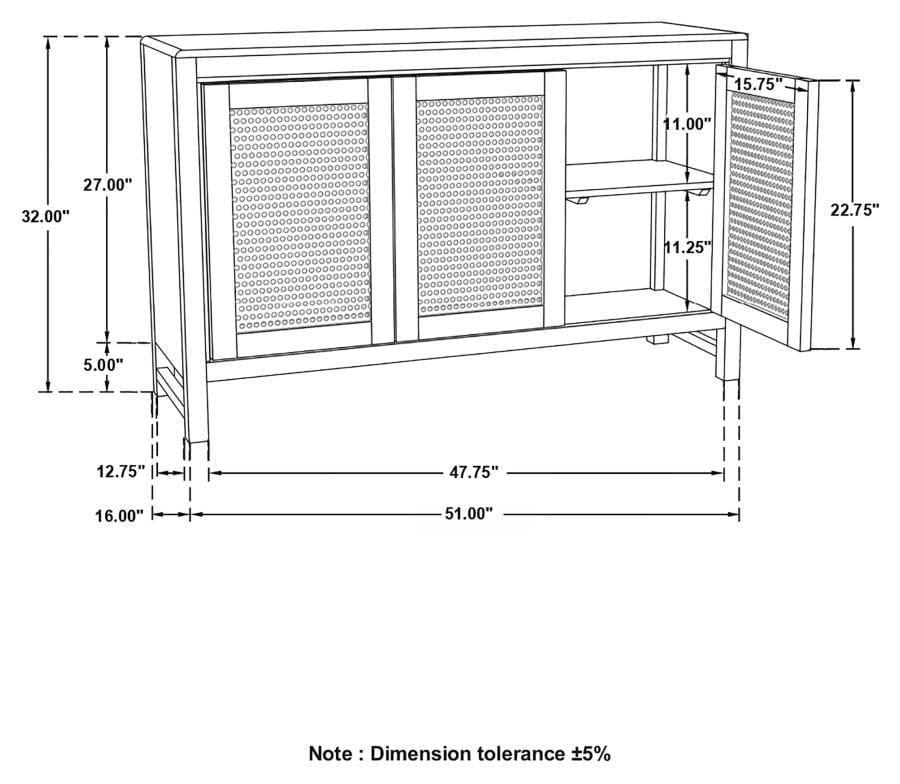 Amaryllis Rectangular 3-door Accent Cabinet Natural