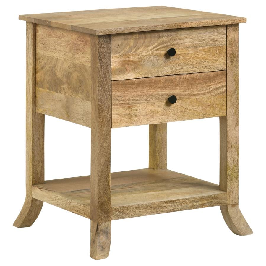 Russo 2-drawer Accent Table with Open Shelf Natural Mango