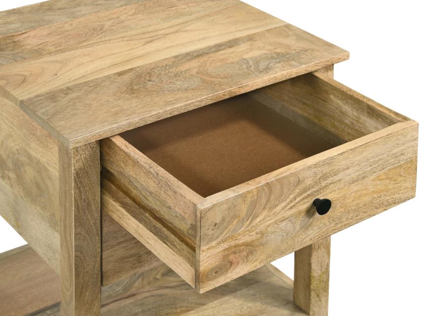 Russo 2-drawer Accent Table with Open Shelf Natural Mango