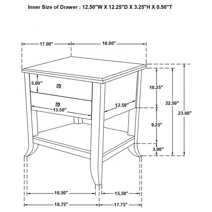 Russo 2-drawer Accent Table with Open Shelf Natural Mango