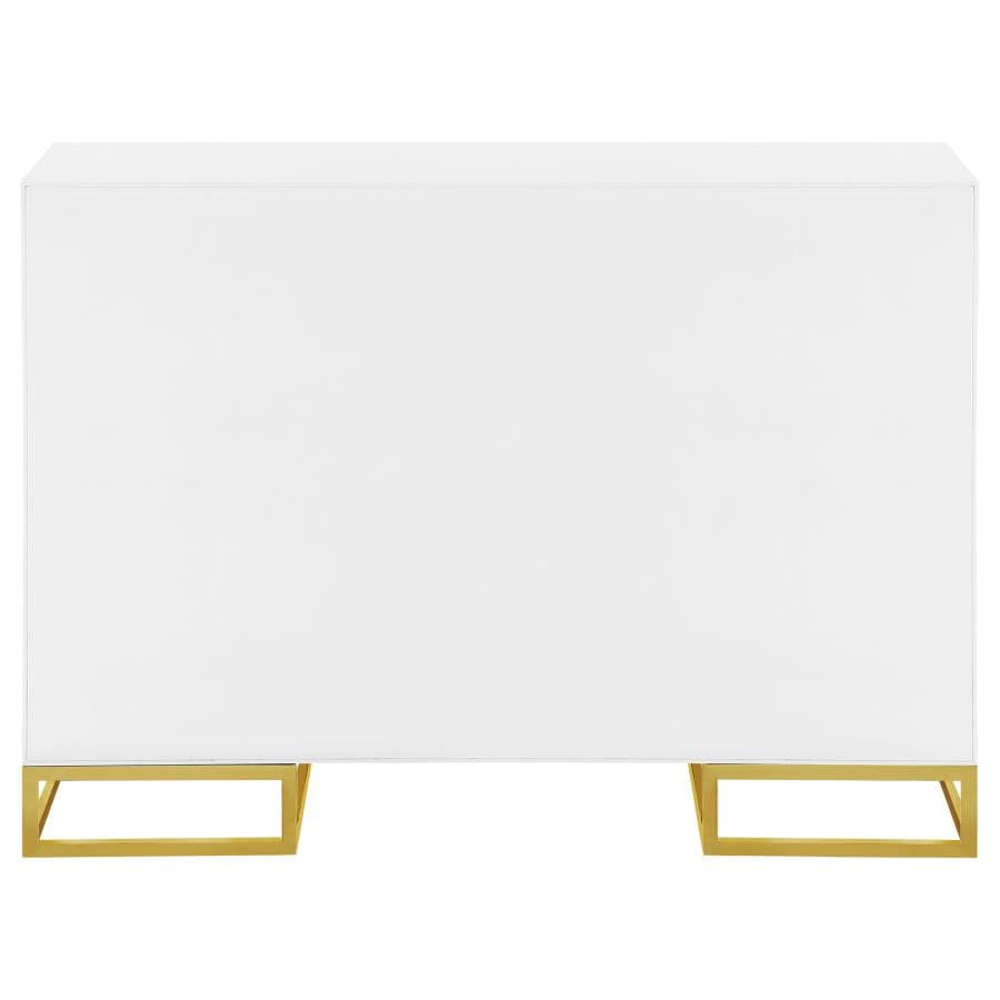 Elsa 2-door Accent Cabinet with Adjustable Shelves White and Gold