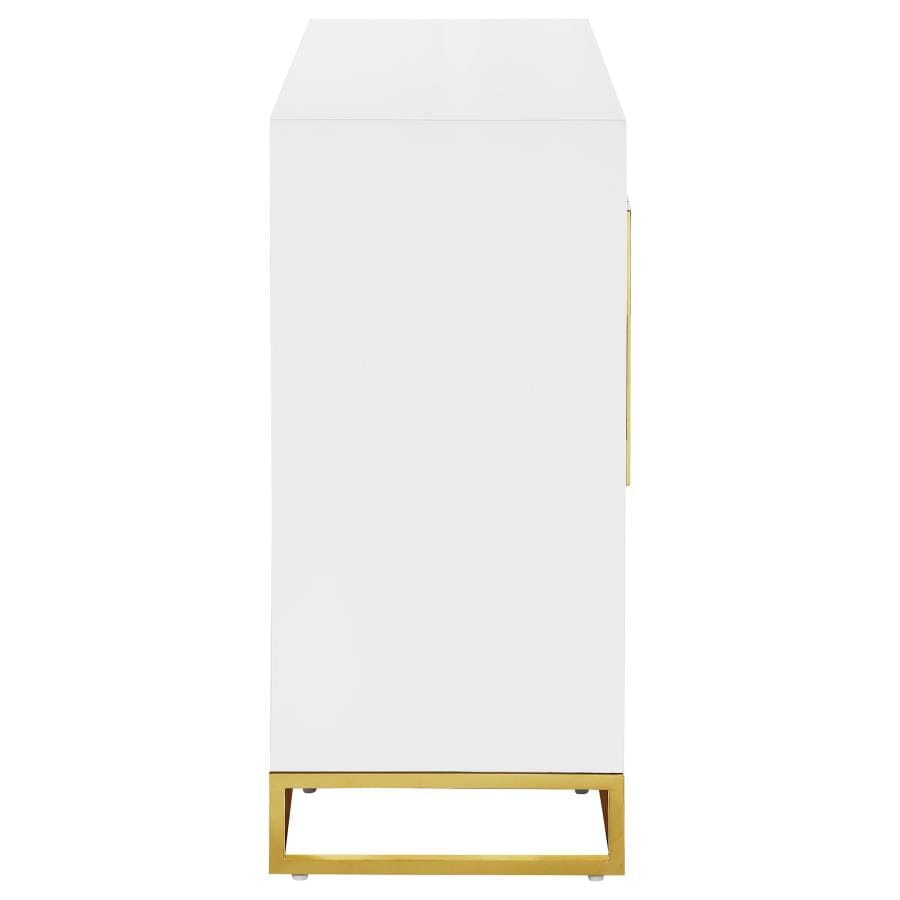 Elsa 2-door Accent Cabinet with Adjustable Shelves White and Gold