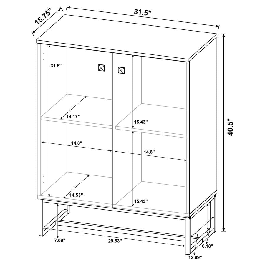 Carolyn 2-door Accent Cabinet Rustic Oak and Gunmetal