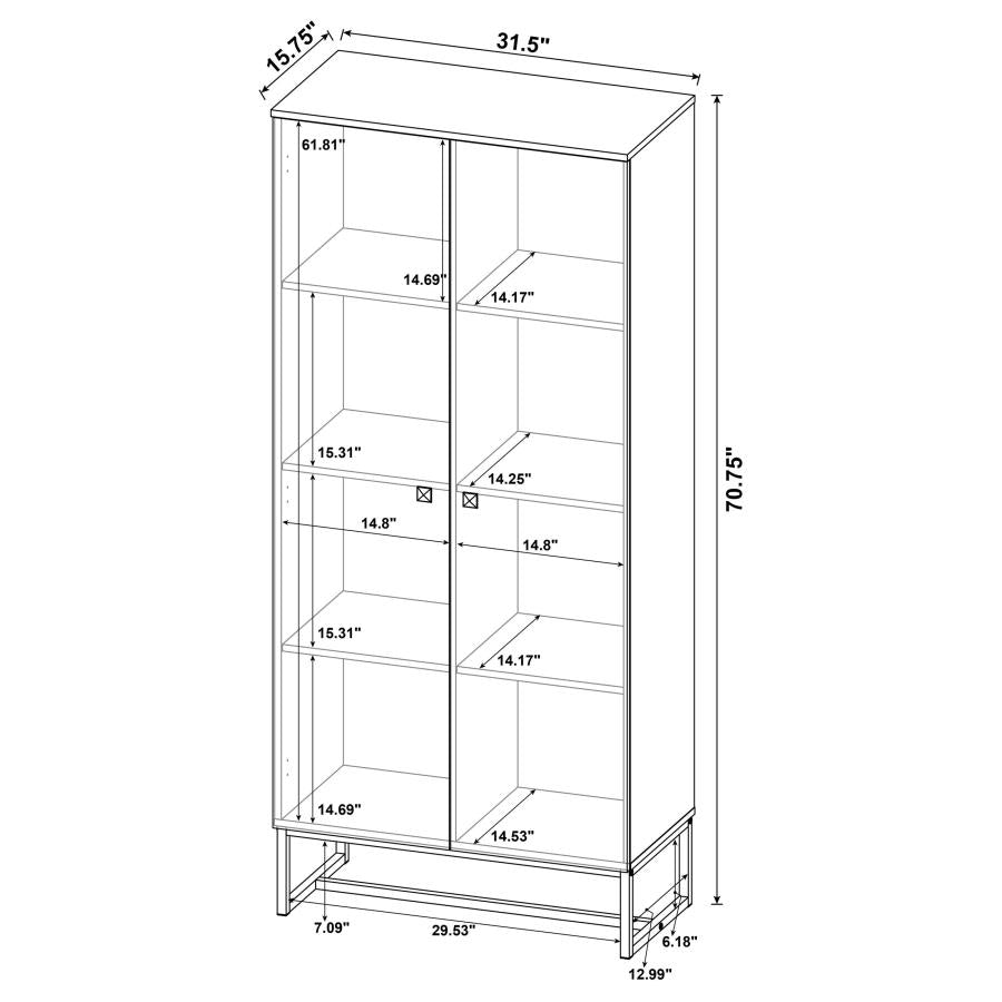 Carolyn 2-door Accent Cabinet Rustic Oak and Gunmetal