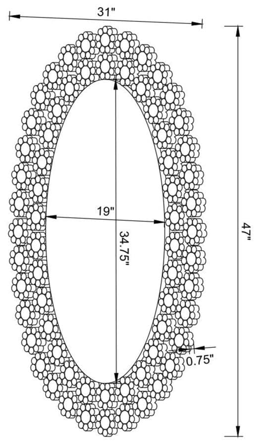 Colleen Oval Wall Mirror with Faux Crystal Blossoms
