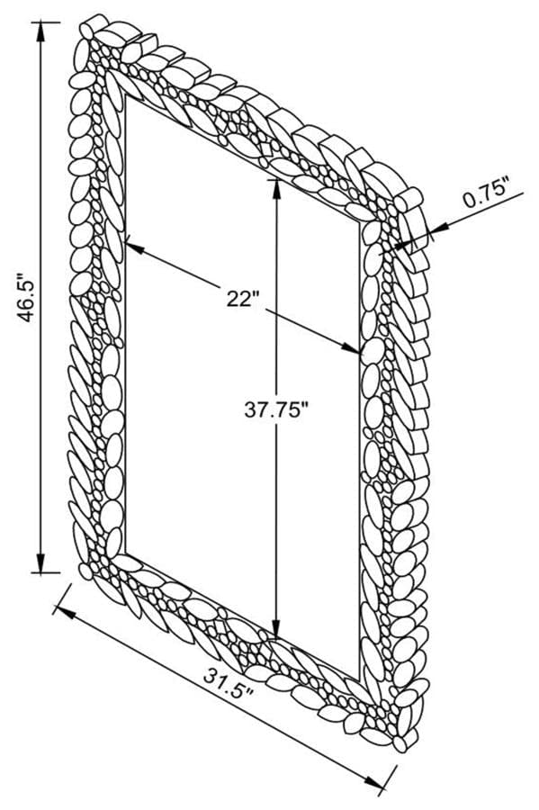 Cecily Rectangular Leaves Frame Wall Mirror Faux Crystal