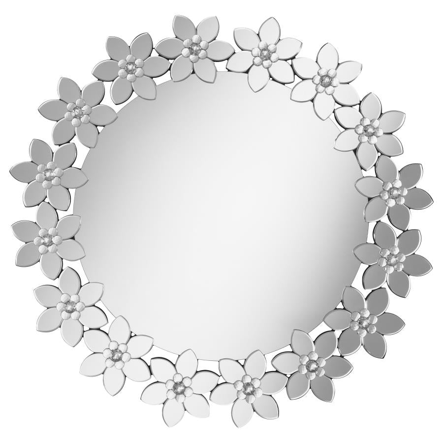 Cordelia Round Floral Frame Wall Mirror