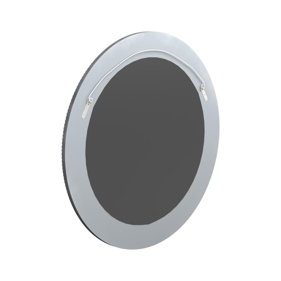 Beveled Round Mirror Grey