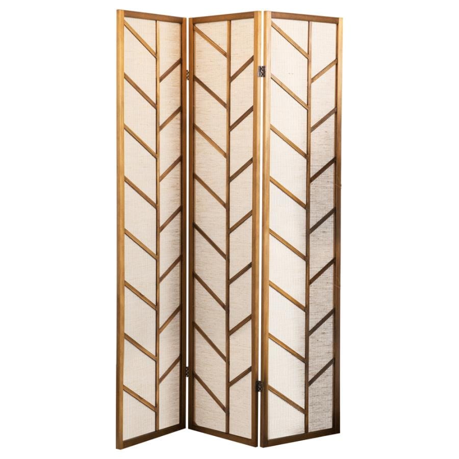 Mila Foldable 3-Panel Screen Walnut and Linen