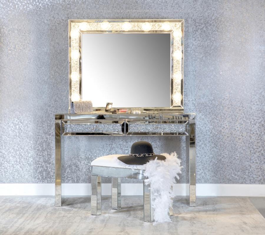 Wilmer Rectangular Table Mirror with Lighting Silver