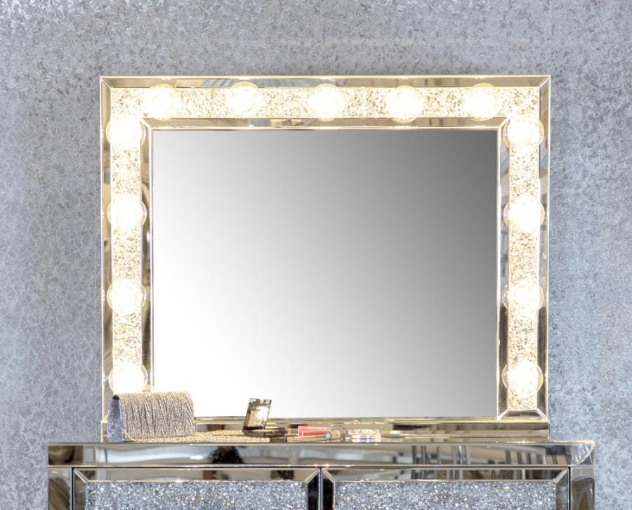 Wilmer Rectangular Table Mirror with Lighting Silver