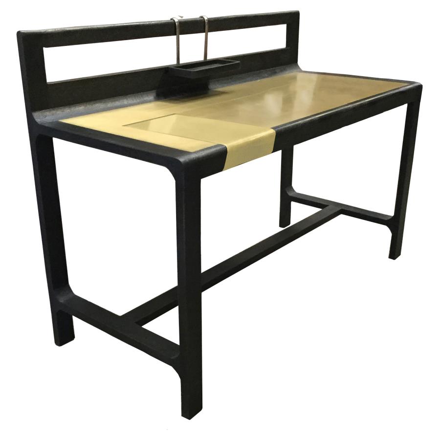 Purston Writing Desk with Hidden Storage Black and Brass