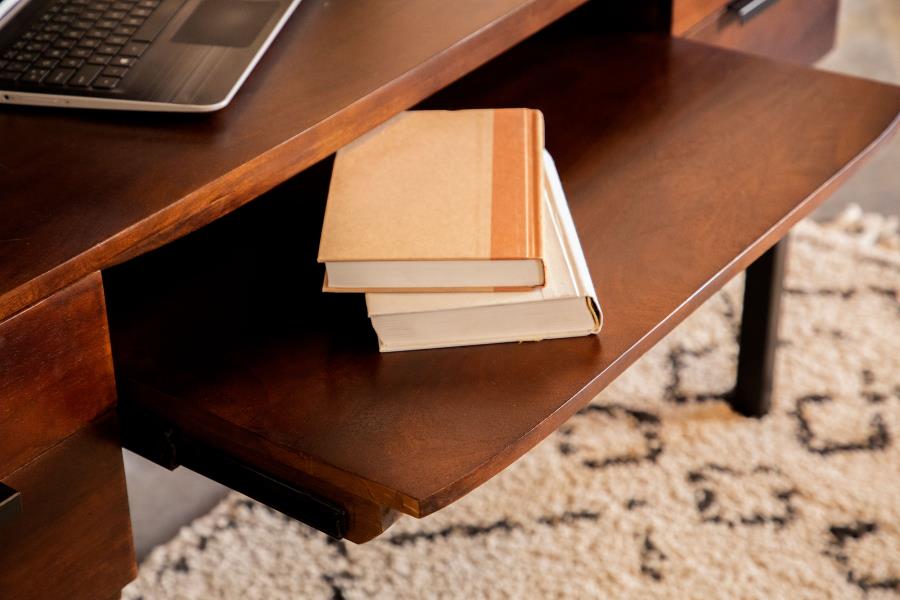 Portwall 4-drawer Writing Desk Brown and Matte Black