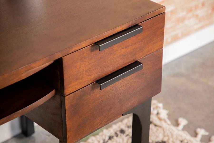 Portwall 4-drawer Writing Desk Brown and Matte Black