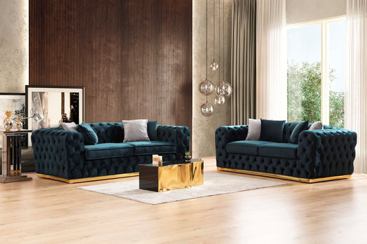 Stella Green Velvet Sofa & Loveseat