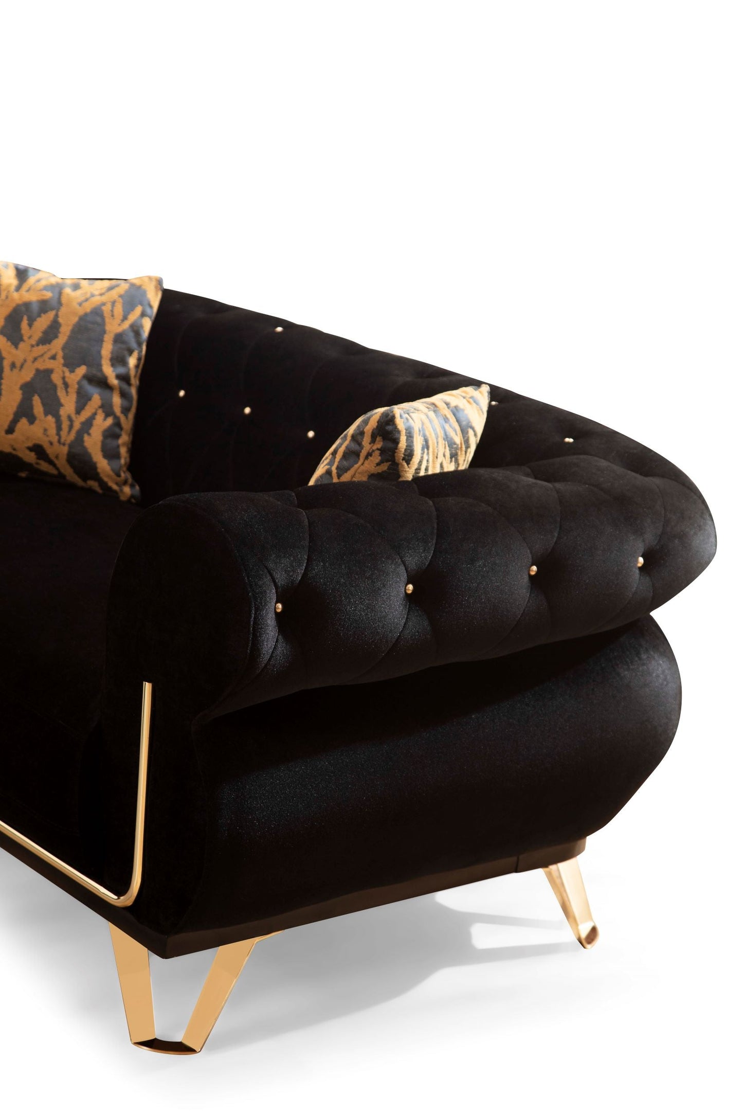 Rosy Black Velvet Sofa & Loveseat