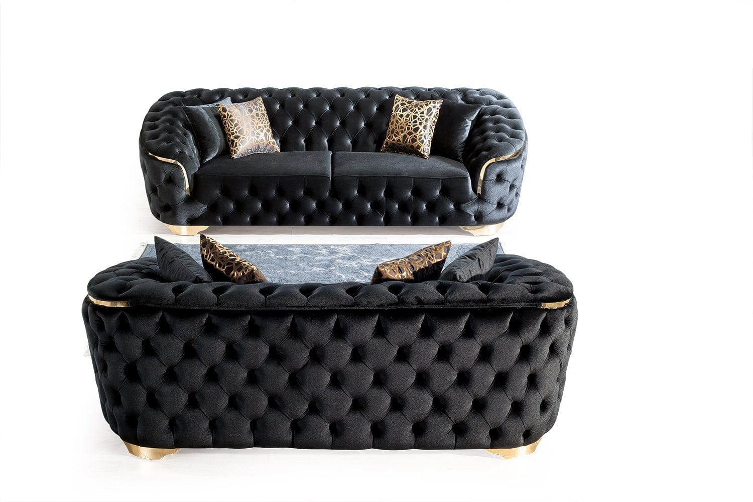Lupino Black Velvet Sofa & Loveseat - Luna Furniture