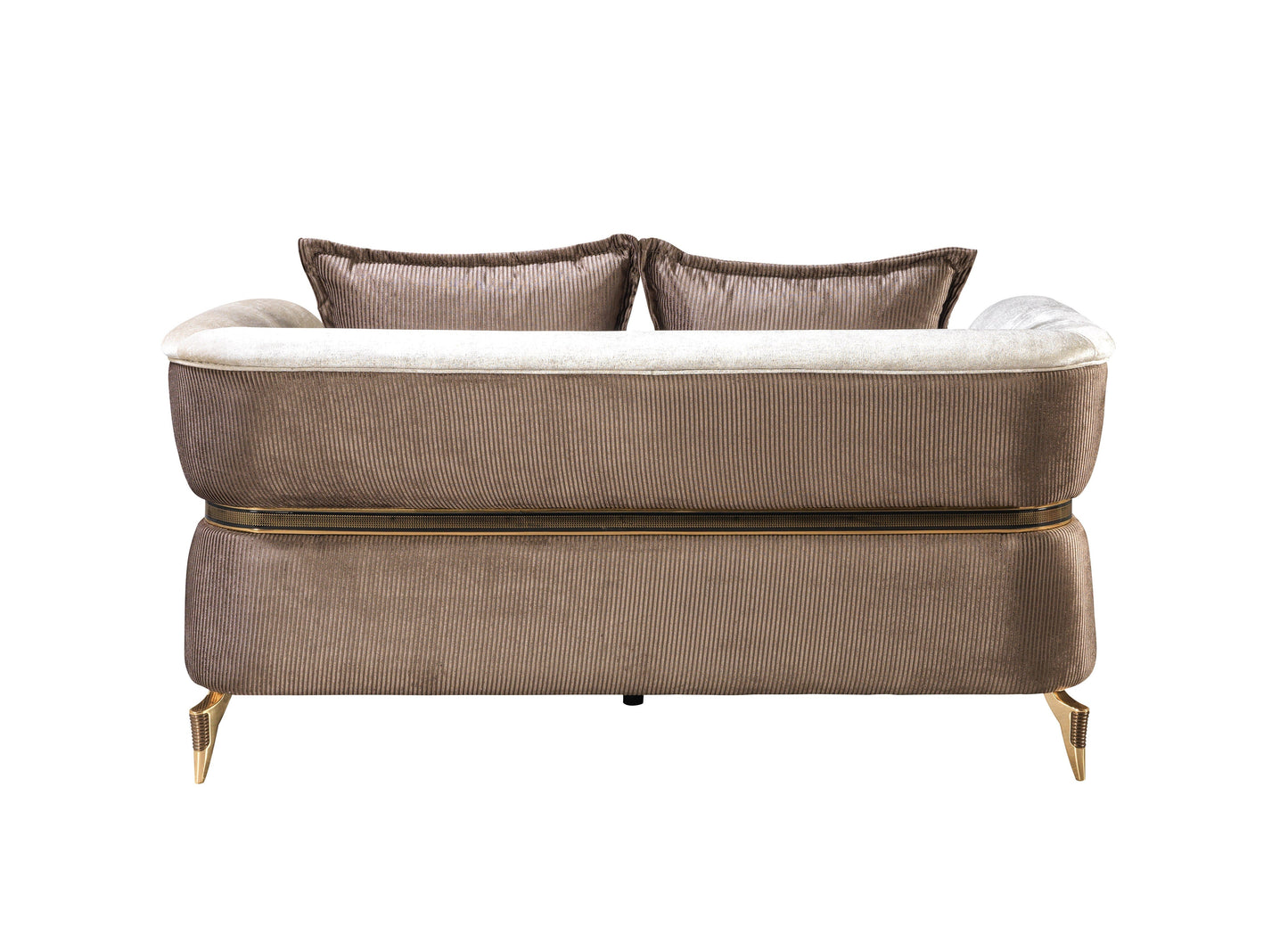 Leina Ivory-Coffee  Velvet Sofa & Loveseat