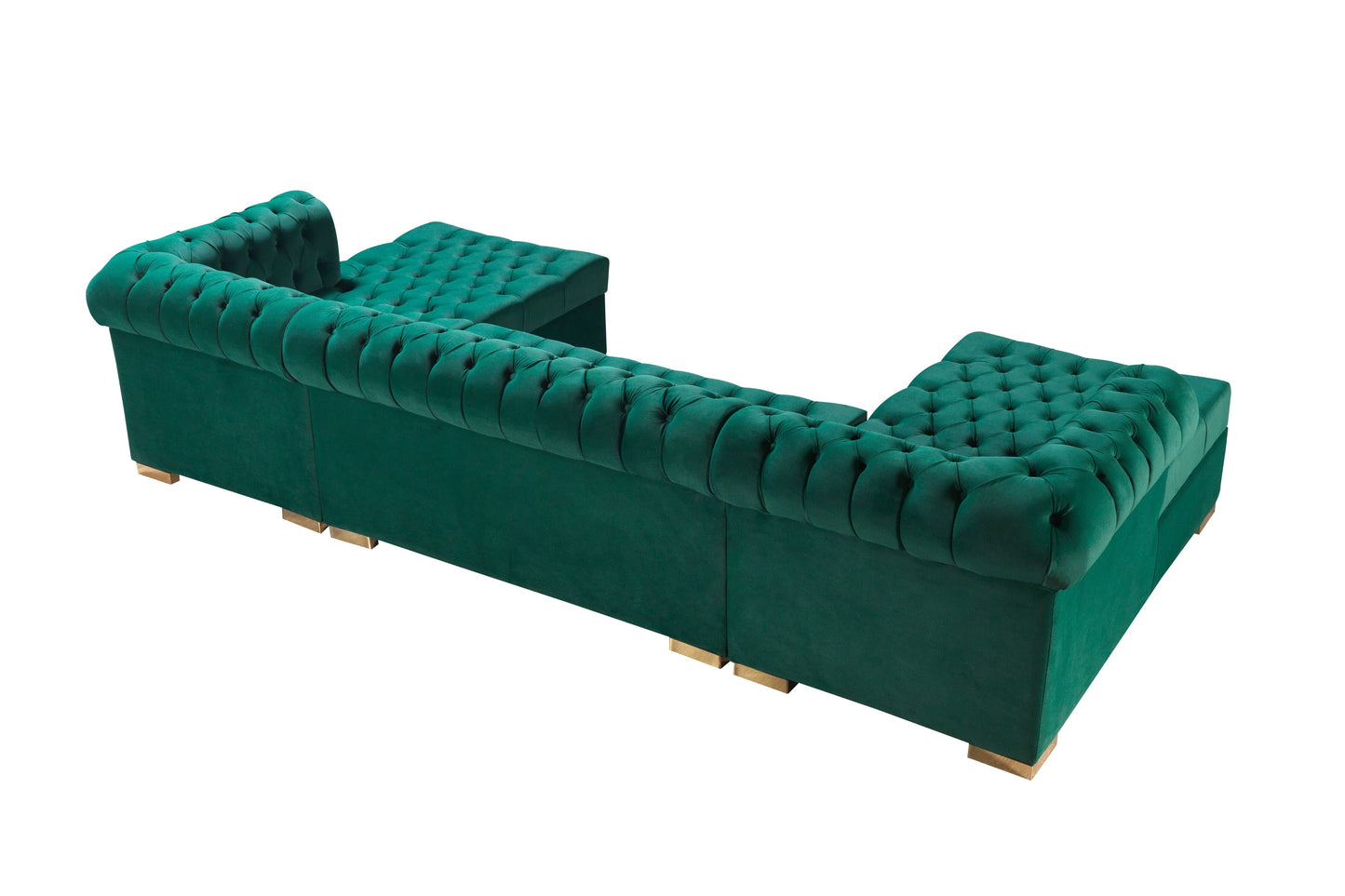 Lauren Green Velvet Double Chaise Sectional