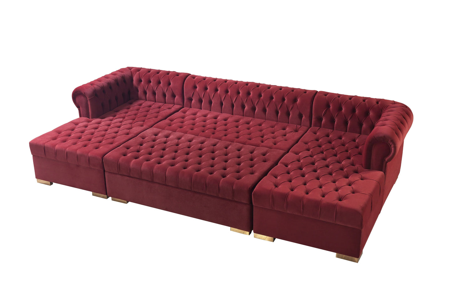 Lauren Maroon Velvet Double Chaise Sectional