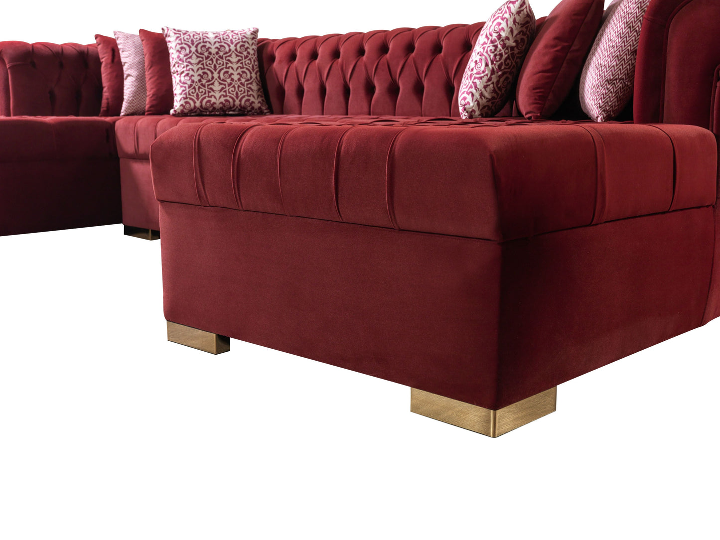 Lauren Maroon Velvet Double Chaise Sectional