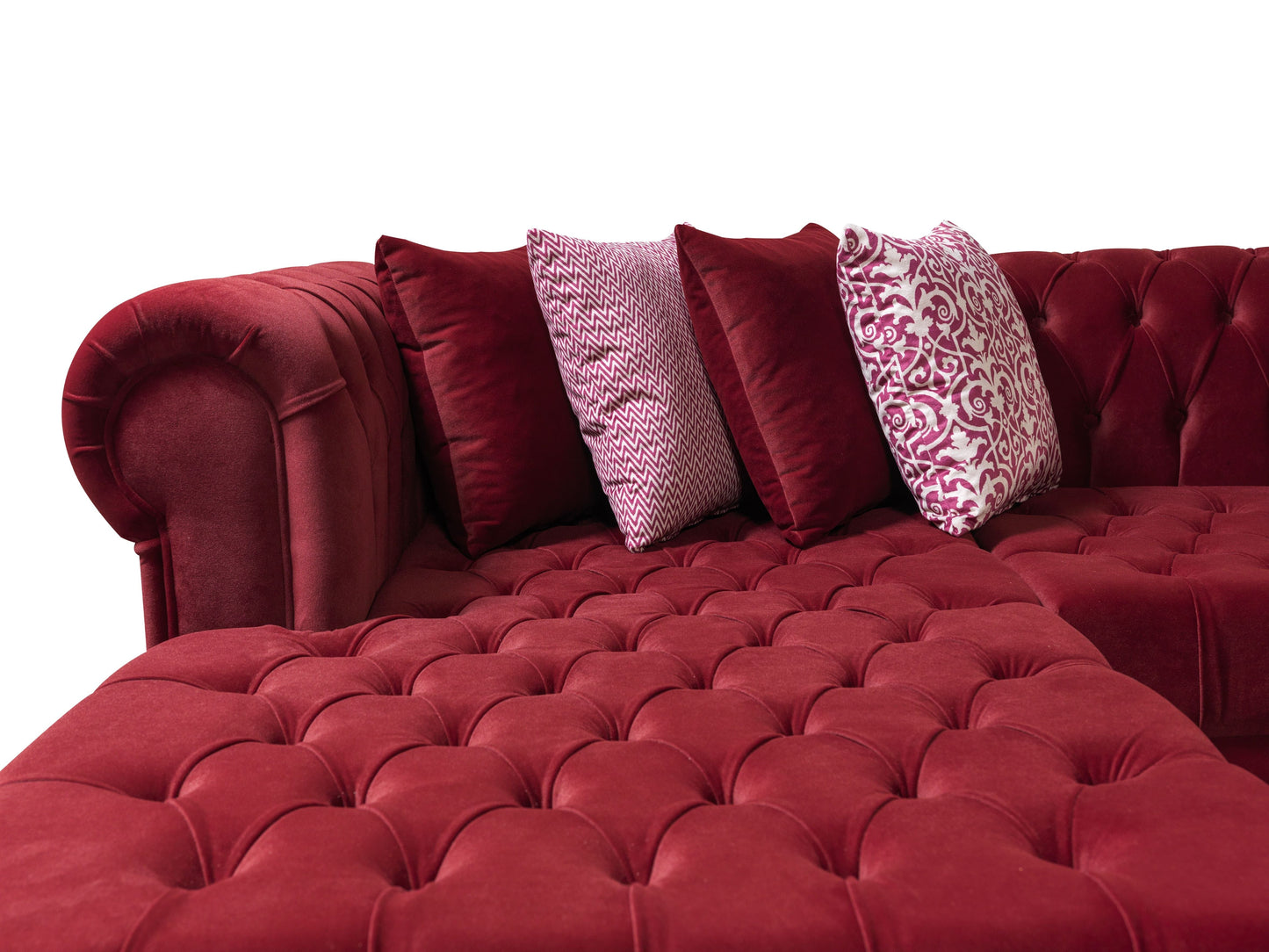 Lauren Maroon Velvet Double Chaise Sectional