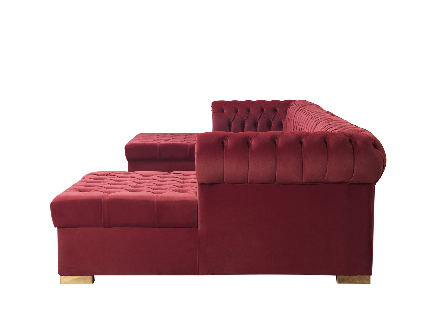 Lauren Maroon Velvet Double Chaise Sectional