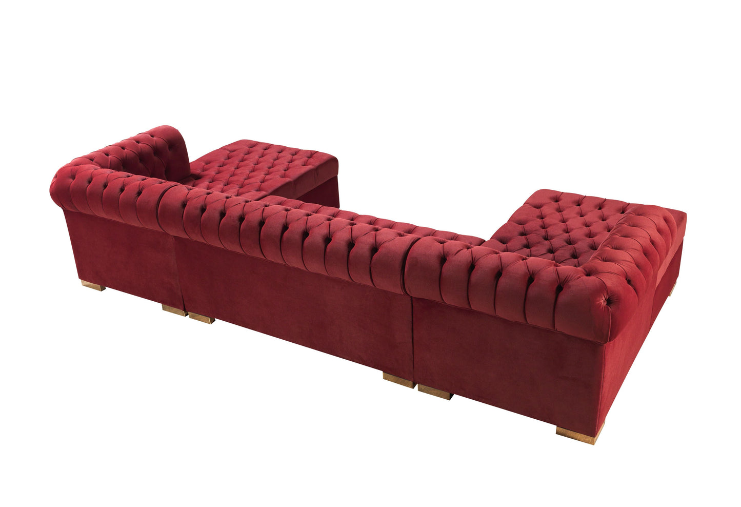 Lauren Maroon Velvet Double Chaise Sectional